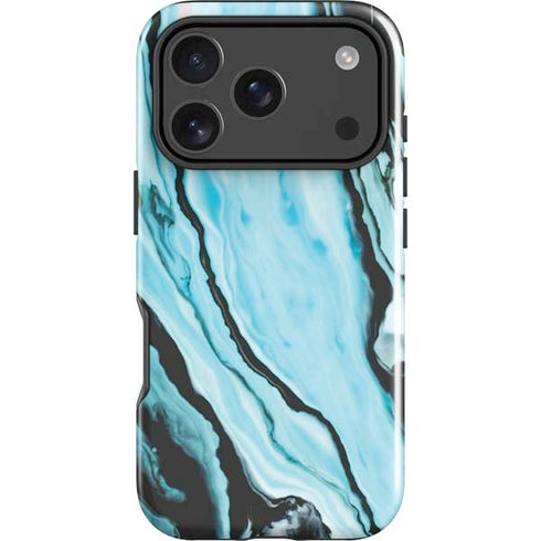 Aqua Blue Marble Ink iPhone 17 Pro Max Impact Case