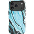 Aqua Blue Marble Ink iPhone 17 Pro Max Impact Case