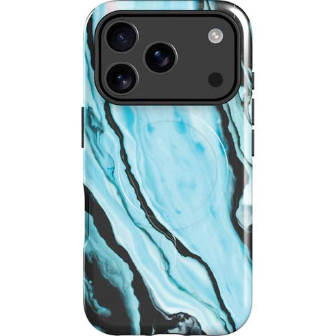 Aqua Blue Marble Ink iPhone 17 Pro Max Magsafe Impact Case
