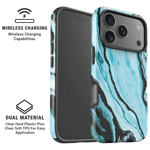 Aqua Blue Marble Ink iPhone 17 Pro Max Magsafe Impact Case
