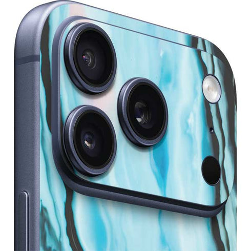 Aqua Blue Marble Ink iPhone 17 Pro Max Skin