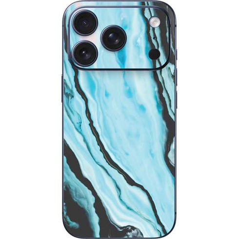 Aqua Blue Marble Ink iPhone 17 Pro Skin