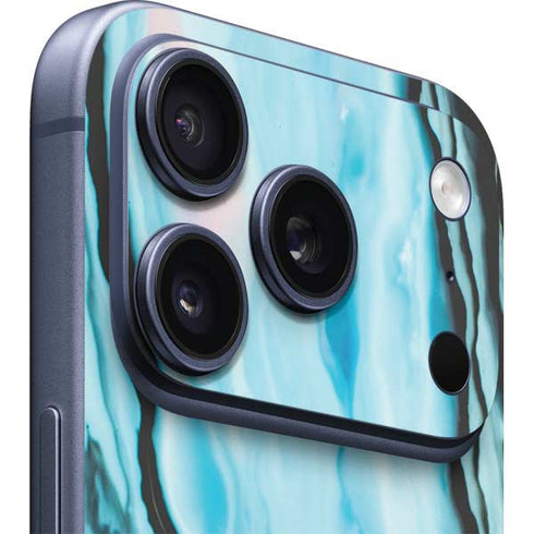 Aqua Blue Marble Ink iPhone 17 Pro Skin