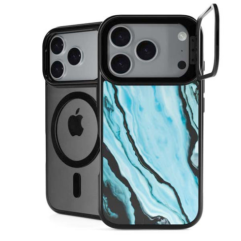 Aqua Blue Marble Ink iPhone 18 Pro Kickstand Case