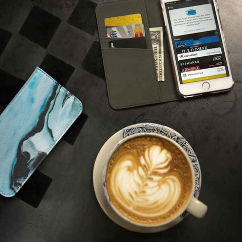 Aqua Blue Marble Ink iPhone 7 Folio Case