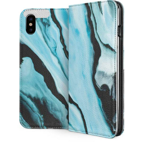 Aqua Blue Marble Ink iPhone 8 Folio Case