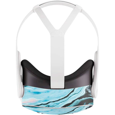 Aqua Blue Marble Ink Meta Quest 3S Skin