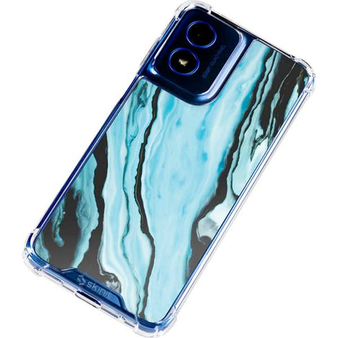 Aqua Blue Marble Ink Moto G 5G (2024) Clear Case