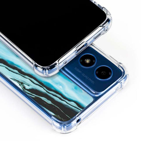Aqua Blue Marble Ink Moto G 5G (2024) Clear Case