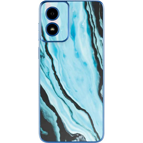 Aqua Blue Marble Ink Moto G Play 4G (2024) Skin