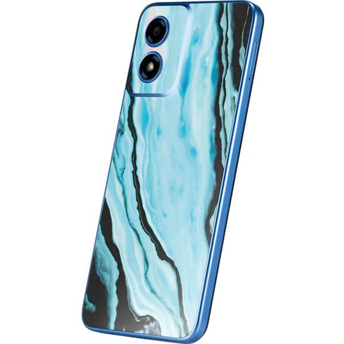 Aqua Blue Marble Ink Moto G Play 4G (2024) Skin
