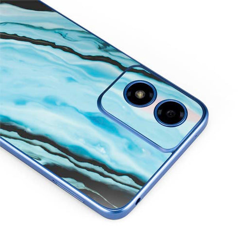 Aqua Blue Marble Ink Moto G Play 4G (2024) Skin