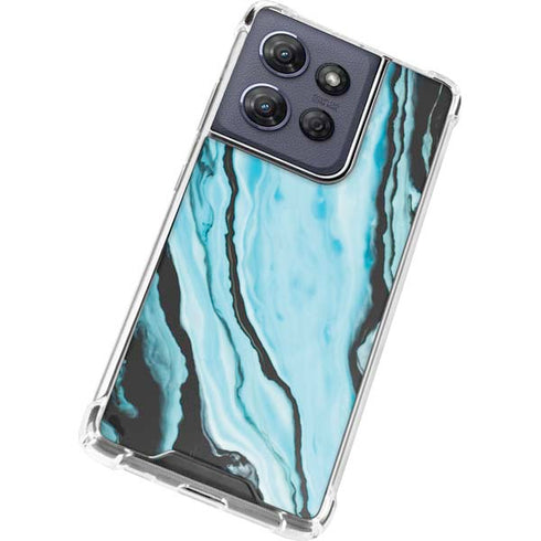 Aqua Blue Marble Ink Moto G Play 5G (2025) Clear Case
