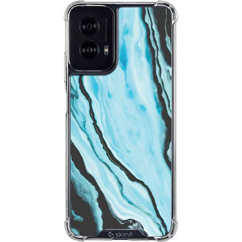 Aqua Blue Marble Ink Moto G Power 5G (2024) Clear Case