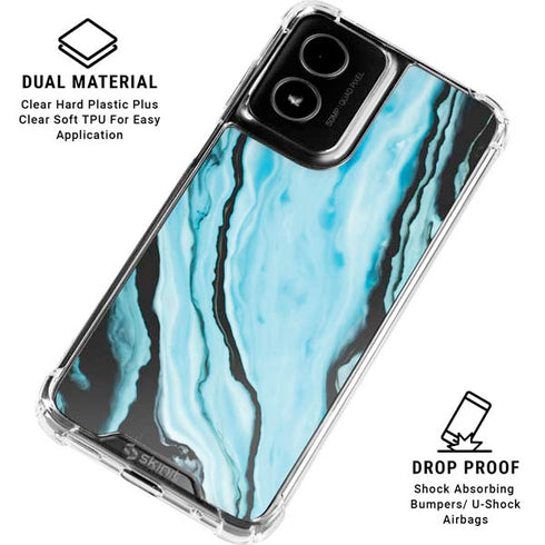 Aqua Blue Marble Ink Moto G Power 5G (2024) Clear Case