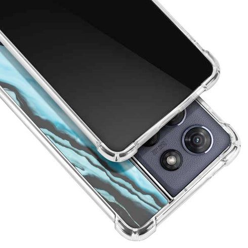 Aqua Blue Marble Ink Moto G Power 5G (2025) Clear Case