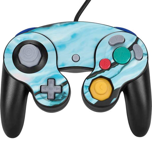 Aqua Blue Marble Ink Nintendo Skins