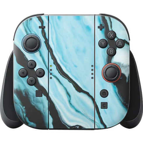 Aqua Blue Marble Ink Nintendo Skins