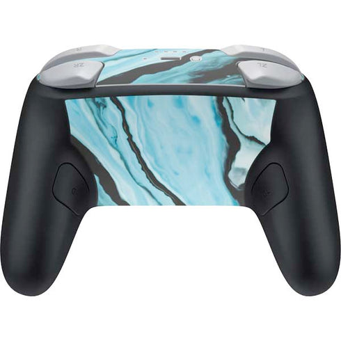 Aqua Blue Marble Ink Nintendo Switch 2 (2025) Pro Controller Skin