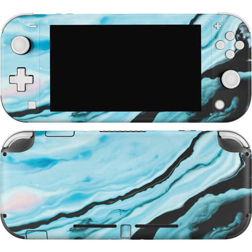 Aqua Blue Marble Ink Nintendo Skins