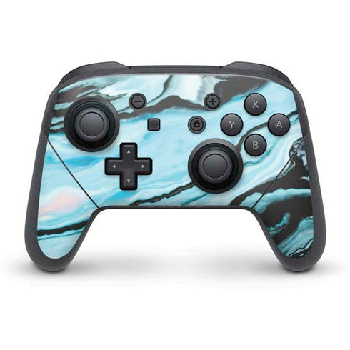 Aqua Blue Marble Ink Nintendo Skins