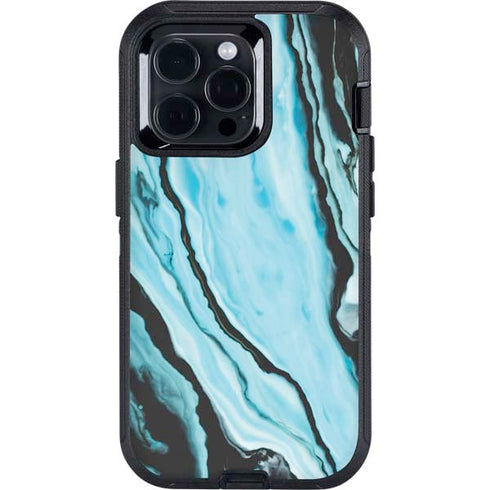 Aqua Blue Marble Ink Otterbox Defender iPhone Skin