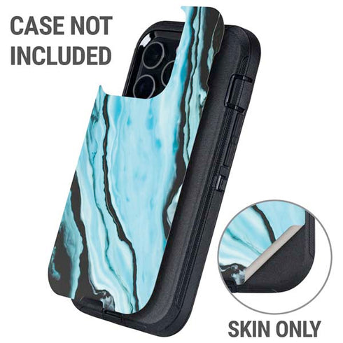 Aqua Blue Marble Ink Otterbox Defender iPhone Skin