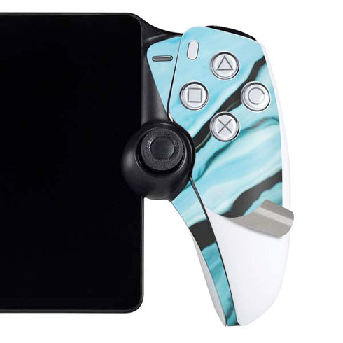 Aqua Blue Marble Ink PlayStation Portal Remote Player Skin