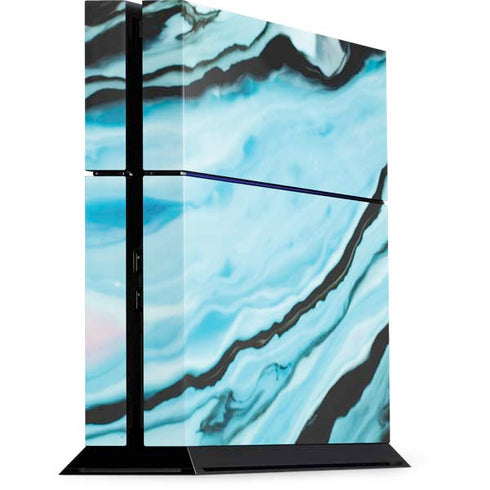 Aqua Blue Marble Ink PlayStation PS4 Skins