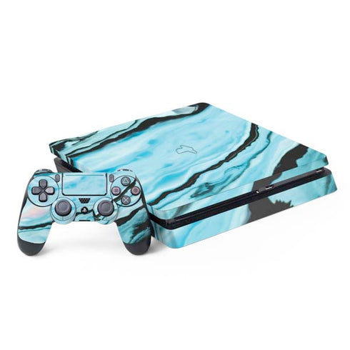 Aqua Blue Marble Ink PlayStation PS4 Skins