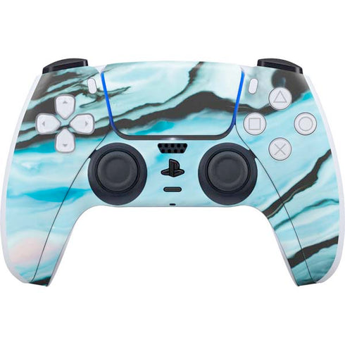 Aqua Blue Marble Ink PlayStation PS5 Skins