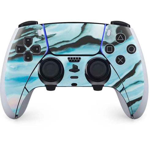 Aqua Blue Marble Ink PlayStation PS5 Skins