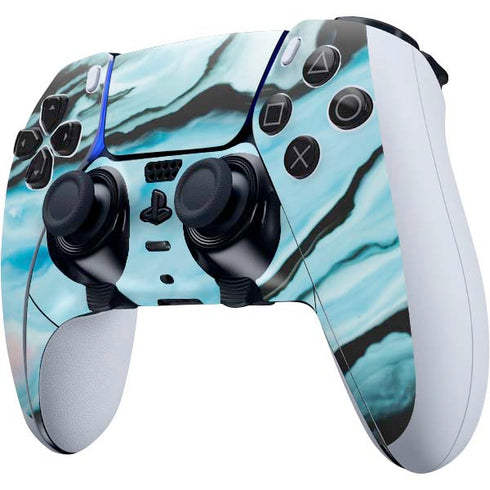 Aqua Blue Marble Ink PS5 DualSense Edge Pro Controller Skin