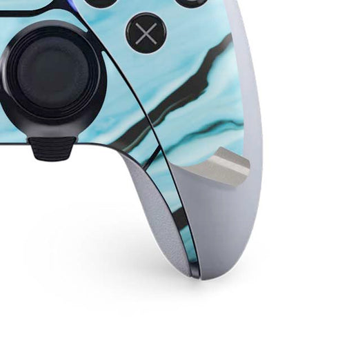 Aqua Blue Marble Ink PS5 DualSense Edge Pro Controller Skin