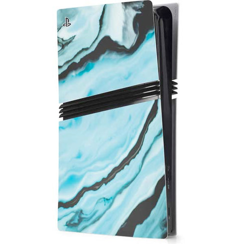 Aqua Blue Marble Ink PlayStation PS5 Skins