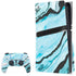 Aqua Blue Marble Ink PS5 Pro Disk Bundle Skin