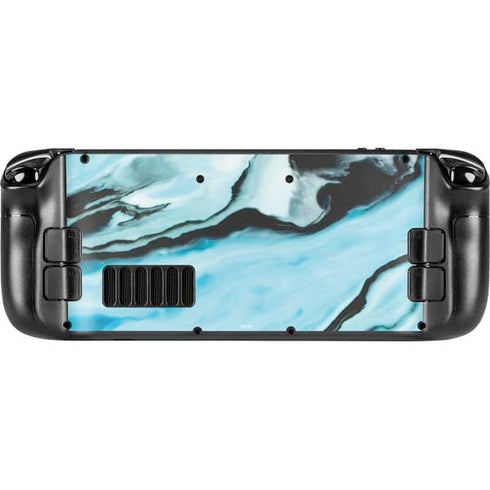Aqua Blue Marble Ink Steam Deck Handheld Gaming Computer OLED Skin
