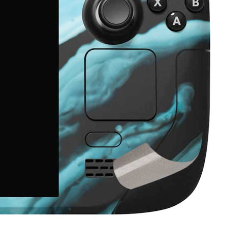 Aqua Blue Marble Ink Steam Deck Handheld Gaming Computer OLED Skin