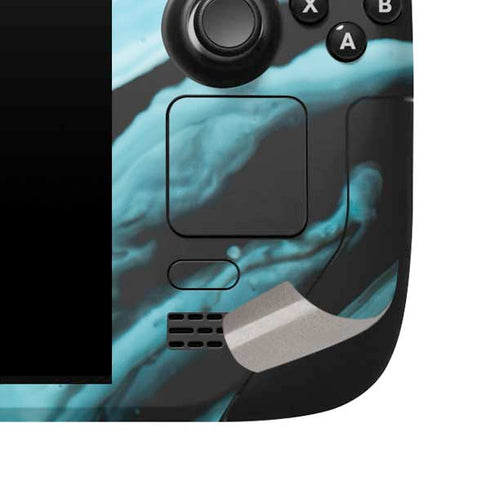 Aqua Blue Marble Ink Steam Deck Handheld Gaming Computer Skin