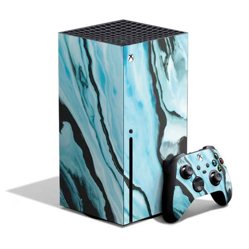Aqua Blue Marble Ink Xbox Series X Skins