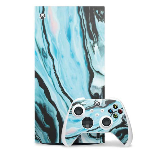 Aqua Blue Marble Ink Xbox Series X Skins
