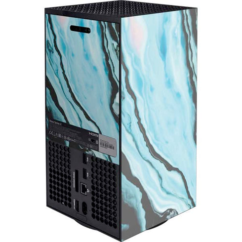 Aqua Blue Marble Ink XBox Series X Digital Edition Console Skin