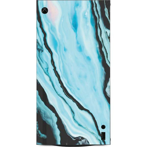 Aqua Blue Marble Ink XBox Series X Digital Edition Console Skin