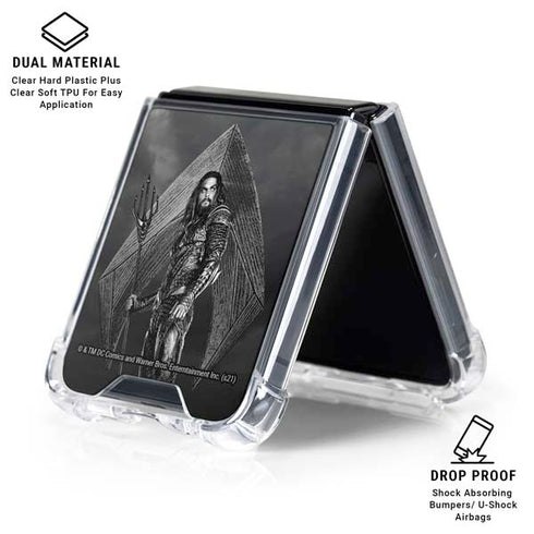 The Justice League (2017) Aquaman Poster Galaxy Z Flip6 Clear Case
