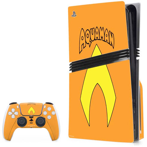 DC Comics Aquaman Classic Logo PS5 Pro Disk Bundle Skin