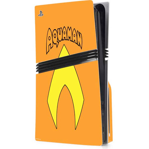 DC Comics Aquaman Classic Logo PS5 Pro Disk Console Skin