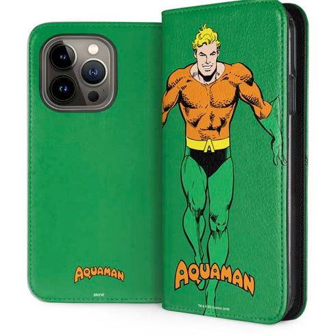 DC Comics Aquaman Classic Art Pose iPhone 14 Pro Folio Case