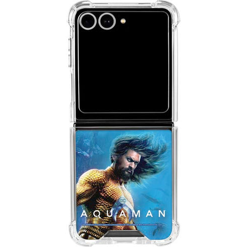 DC Comics Aquaman Movie Arthur Curry Poster Galaxy Z Flip7 Clear Case