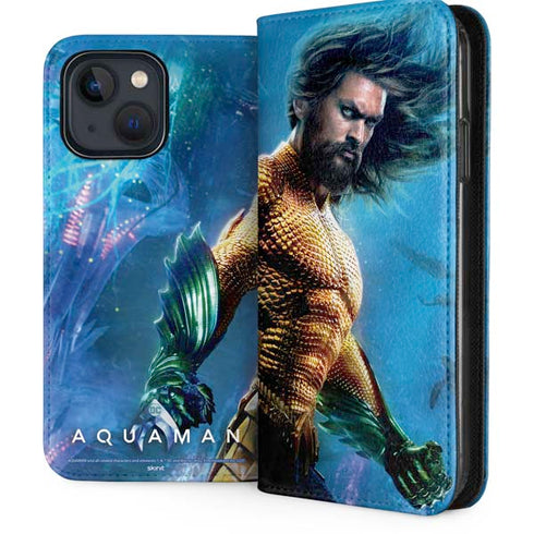 DC Comics Aquaman Movie Arthur Curry Poster iPhone 15 Plus Folio Case