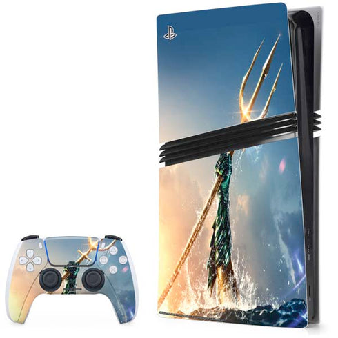 DC Comics Aquaman Movie Poster Trident PS5 Pro Bundle Skin